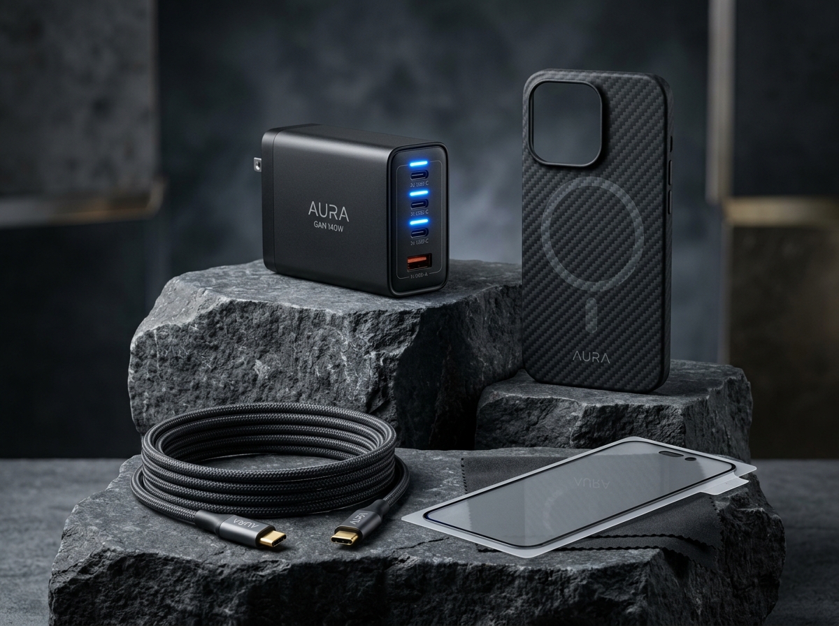 GaN fast chargers, braided cables, cases, and screen protectors