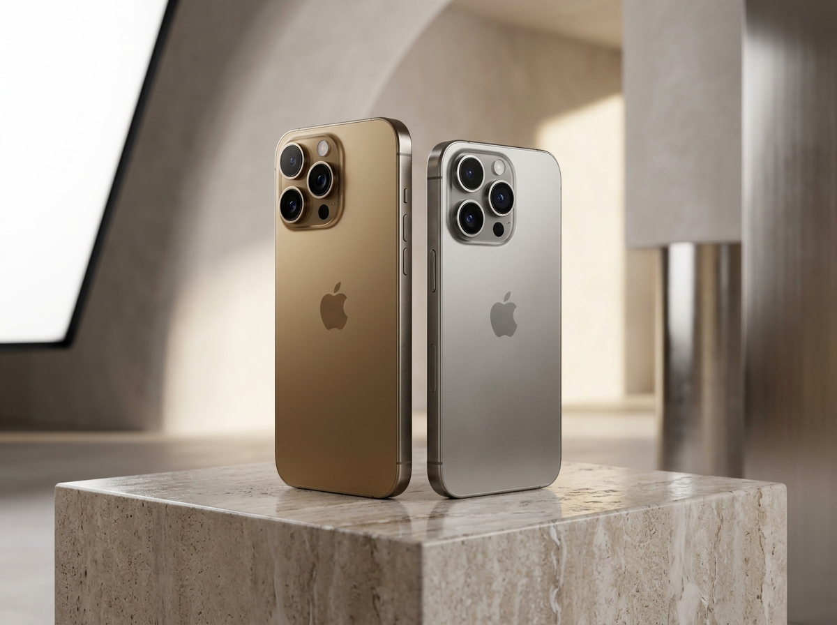 Apple iPhone 16 Pro and iPhone 16 Pro Max in Desert Titanium and Natural Titanium